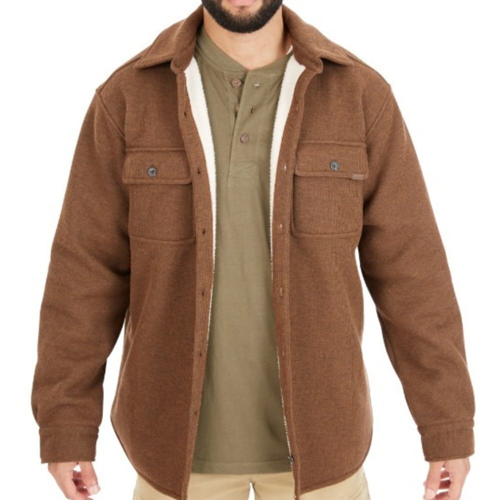 Smith's Workwear Men's Sherpa Lined Heathered Thermal Shirt Jacket - 2XL